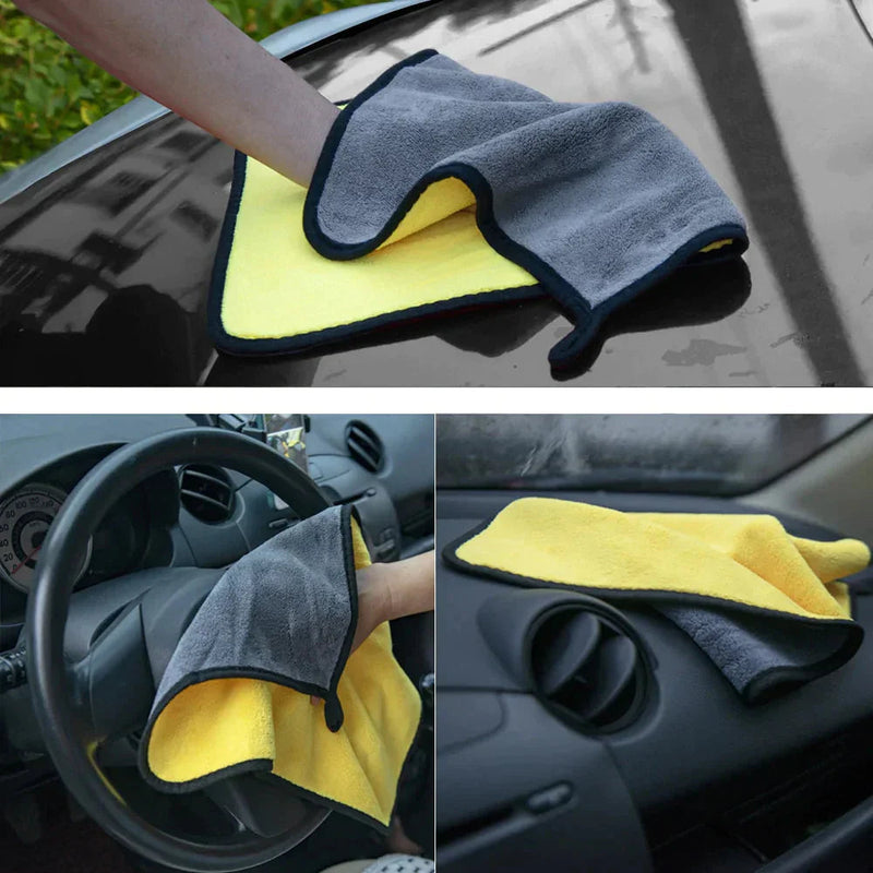 Kit Com 5 Panos de Microfibra Para Secar Carros