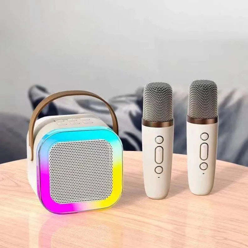 Caixa De Som C/2 Microfones Karaokê Brincadeiras em Família